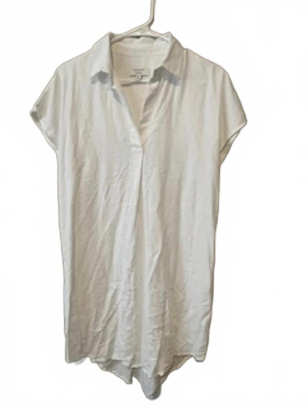 : Banana Republic Linen Blend Shirt Dress White Short Sleeve Midi Mini Small